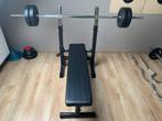 Press bank, barbells, halters en halterschijven, Sport en Fitness, Halterschijven, Gebruikt, Ophalen