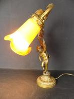Art nouveau tafellamp ,kap uit glaspasta, Antiek en Kunst, Ophalen of Verzenden
