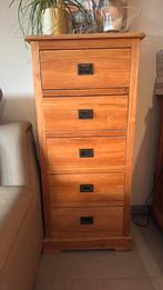 Smalle hoge dressoir in teak, Huis en Inrichting, Kasten | Ladekasten, Ophalen, Zo goed als nieuw