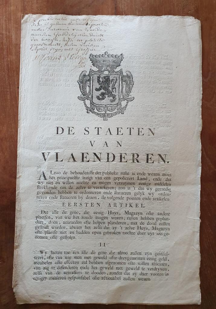 Document en manuscript, 1790, Eksaarde bij Lokeren, Antiek en Kunst, Antiek | Boeken en Manuscripten, Ophalen of Verzenden
