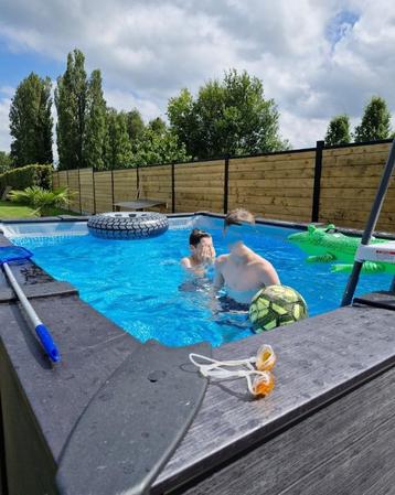 Intex Graphite Grey Panel Pool + warmtepomp, 300 cm ou plus, Comme neuf, Enlèvement, Rectangulaire