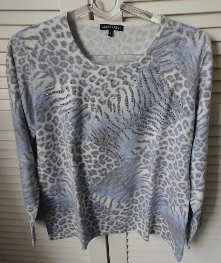 Leo & Ugo trui met ronde hals, Kleding | Dames, Truien en Vesten, Zo goed als nieuw, Maat 42/44 (L), Blauw, Ophalen of Verzenden