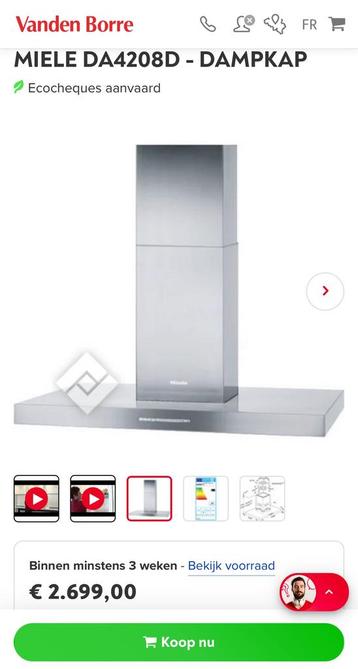 Eilanddampkap Miele, Moteur, Hotte pour îlot, Enlèvement, Utilisé