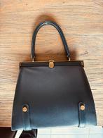 Vintage zwarte lederen handtas – klassiek dokterstas model, Handtassen en Accessoires, Ophalen, Zo goed als nieuw, Zwart, Handtas