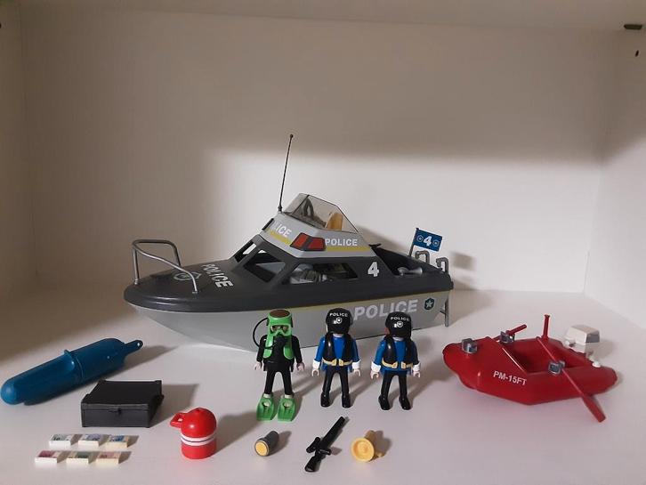PLaymobil politieboot en rubberboot, Kinderen en Baby's, Speelgoed | Playmobil, Zo goed als nieuw, Complete set, Ophalen of Verzenden