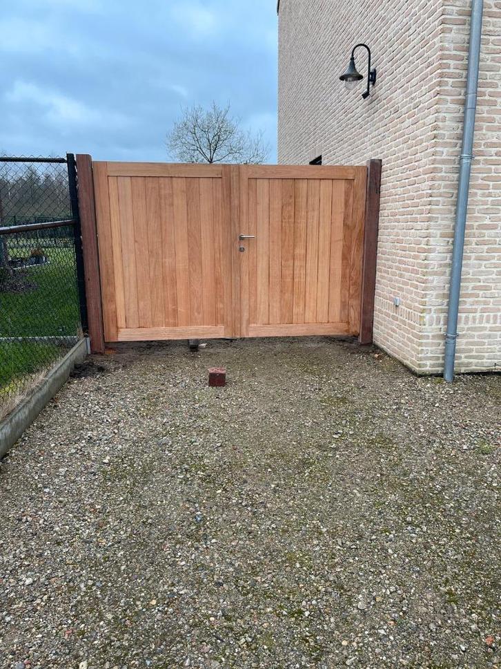 te koop pr afzelia poort en poortje MET  KORTING, Tuin en Terras, Tuinpoorten, Nieuw, Draaipoort, Hout, 150 tot 200 cm, 200 cm of meer