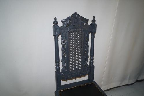 Stoere antiek eiken Jacht stoel in donker grijs, Antiek en Kunst, Curiosa en Brocante, Ophalen