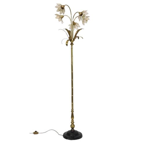Capiz Schelp Vloerlamp Lotus Bloemen Staande Lamp Hollywood, Maison & Meubles, Lampes | Lampadaires, Utilisé, 150 à 200 cm, Métal
