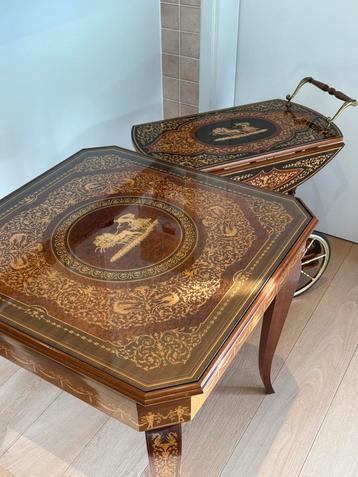 Italiaans ‘70 - bartafel + casinotafel - ingelegd hout beschikbaar voor biedingen