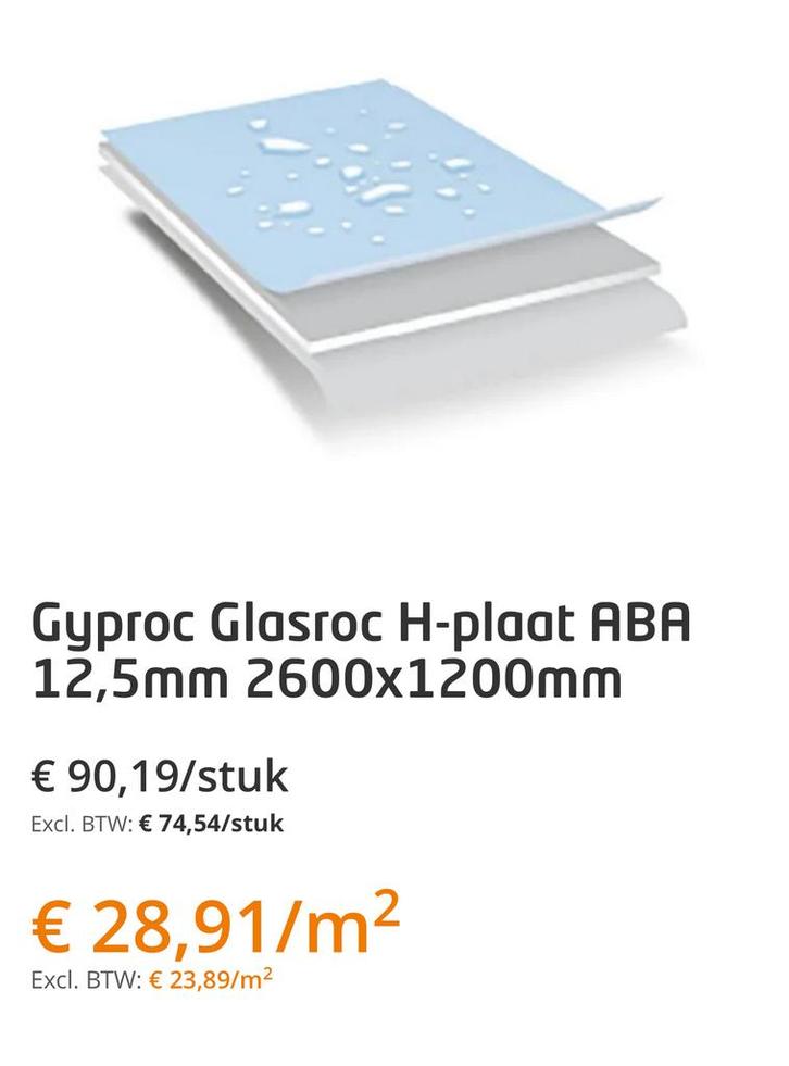 Glasroc H Platen Gyproc, Doe-het-zelf en Bouw, Platen en Panelen, Nieuw, Overige materialen, Minder dan 20 mm, Ophalen
