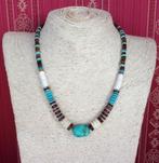 Navajo ketting voor dames of heren in turkoois, parelmoer, Blauw, Nieuw, Ophalen of Verzenden, Steen of Mineraal