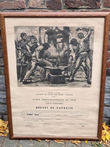 Gravure diplome signe pierre paulus beschikbaar voor biedingen