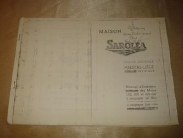 SAROLEA Ancien Manuel Entretien Pour Motos 350, 500 & 600 cc, Autos : Divers, Modes d'emploi & Notices d'utilisation, Enlèvement ou Envoi