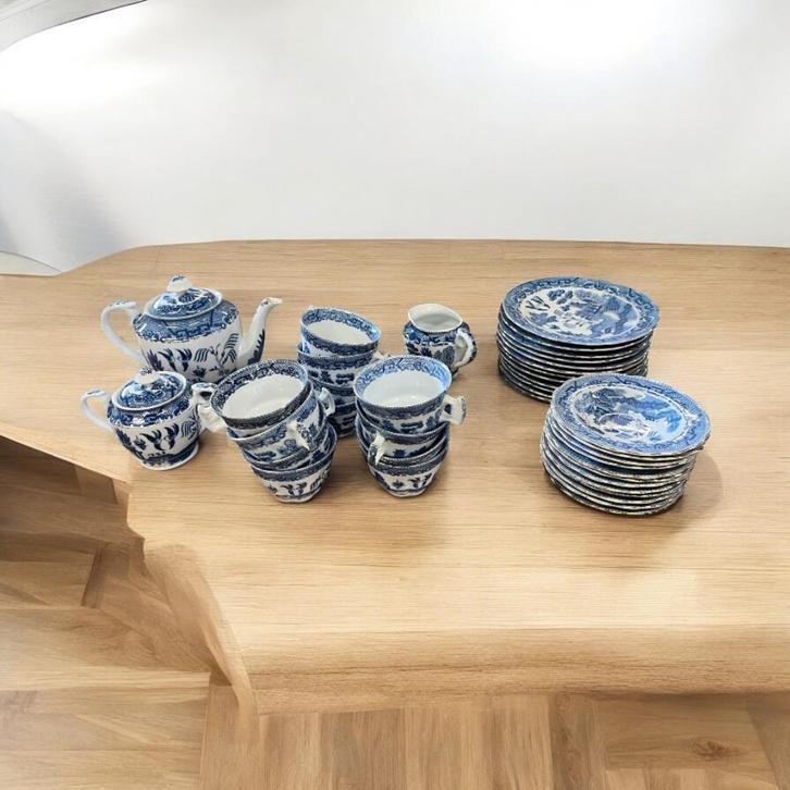 Vintage compleet 12delig koffieservies in old willow stijl, Huis en Inrichting, Keuken | Servies, Ophalen of Verzenden