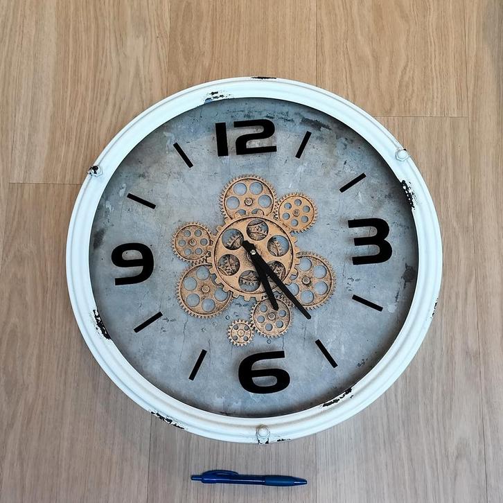Leuke Industriële Klok Wandklok Retro Tandwielen, Huis en Inrichting, Woonaccessoires | Klokken, Gebruikt, Wandklok, Ophalen of Verzenden