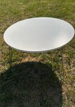 Ronde salontafel met opvouwbare metalen poten, Ophalen, Minder dan 45 cm, Rond, Zo goed als nieuw
