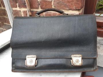 Vintage lederen boekentas, Handtassen en Accessoires, Tassen | Schooltassen, Ophalen of Verzenden, Gebruikt