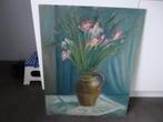 Schilderij : vaas met bloemen., Antiek en Kunst, Ophalen