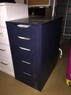 Donkerblauwe ladekast voor onder bureau, Huis en Inrichting, Ophalen, Overige materialen, Gebruikt, 70 tot 120 cm