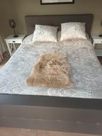 Boxspring Taupe skai 2 delig 160x200 cm., Huis en Inrichting, Slaapkamer | Boxsprings, Ophalen, Gebruikt, Bruin, Tweepersoons