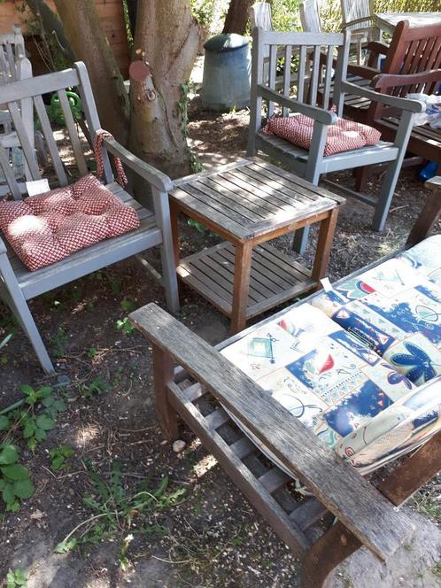 Teak houten lounge setje met teakbank gratis kussens, Tuin en Terras, Tuinstoelen, Zo goed als nieuw, Ophalen of Verzenden