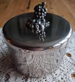 Verzilverd potje met deksel, druiventros, appeltjes, fruit, Ophalen of Verzenden