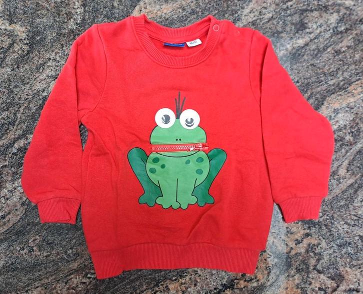 Mt 86-92 Rode trui kikker met wiebeloogjes, Kinderen en Baby's, Babykleding | Maat 86, Zo goed als nieuw, Jongetje, Truitje of Vestje