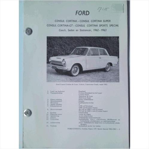 Ford Consul Cortina Vraagbaak losbladig 1962-1963 #1 Nederla, Boeken, Auto's | Boeken, Gelezen, Ford, Ophalen of Verzenden