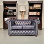 Brighton 2-Zits Classic Chesterfield Bank – Blauw, Soft Leer, Ophalen