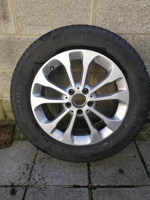 4 Jantes 17 pouces Mercedes + pneus hiver 215/60 R17 contine, Auto-onderdelen, Banden en Velgen, Band(en), Winterbanden, 17 inch