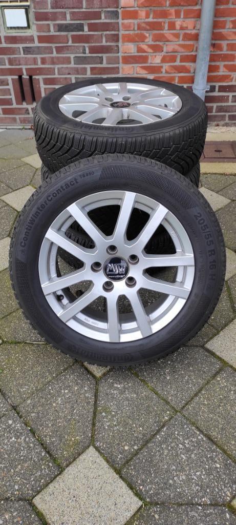 heel mooi set aluminium velgen met winterbanden 205/55 R16 H, Auto-onderdelen, Banden en Velgen, Velg(en), Winterbanden, 16 inch