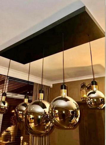 Smokey glas hanglamp vijf lampen beschikbaar voor biedingen