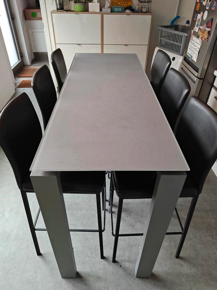 T&T design hofe tafel + barkrukken, Maison & Meubles, Tables | Tables à manger, Comme neuf, 50 à 100 cm, 150 à 200 cm, Cinq personnes ou plus