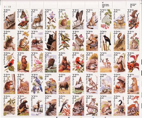 AMERICAN WILDLIFE 1987 50 X 22 Cent, Postzegels en Munten, Postzegels | Thematische zegels, Postfris, Dier of Natuur, Ophalen of Verzenden
