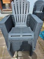 11 chaises de jardin couleur gris, Jardin & Terrasse, Chaises de jardin, Synthétique, Empilable, Utilisé, Enlèvement ou Envoi