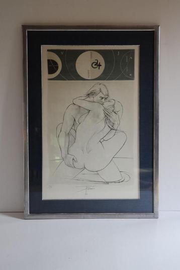 Vintage Erotique Sérigraphie Trémois signé dessin GRAVURE