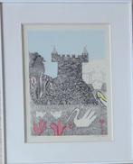 PJEROO ROOBJEE / KASTEEL ZWANEN / KLEURLITHO / 68x55cm KADER, Ophalen of Verzenden