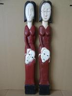 Houten beeld beelden vrouw met masker 61cm houtsnijwerk 1980, Antiek en Kunst, Kunst | Beelden en Houtsnijwerken, Ophalen of Verzenden