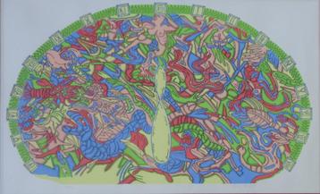 PJEROO ROOBJEE / DIERENRIEM / KLEURZEEFDRUK / 67x98cm KADER beschikbaar voor biedingen