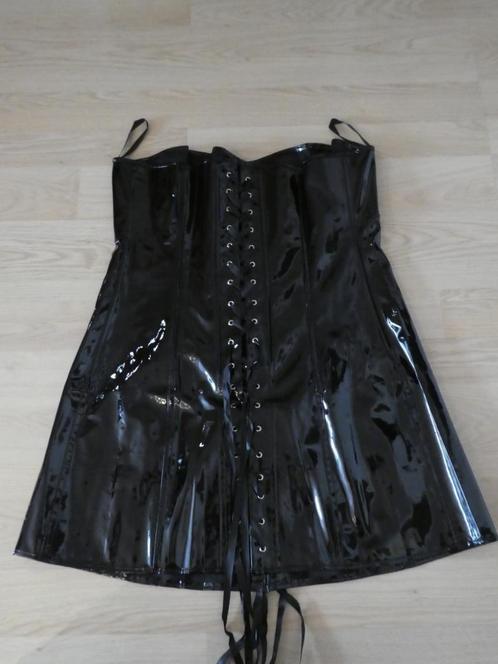 Kleed Lak PVC Zwart, Kleding | Dames, Jurken, Nieuw, Zwart, Ophalen of Verzenden