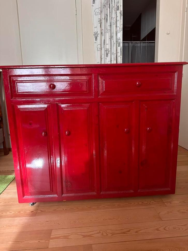 Logeerbed in kast - opvouwbaar, Huis en Inrichting, Slaapkamer | Bedden, Gebruikt, Twijfelaar, 100 cm, 190 cm of minder, Hout