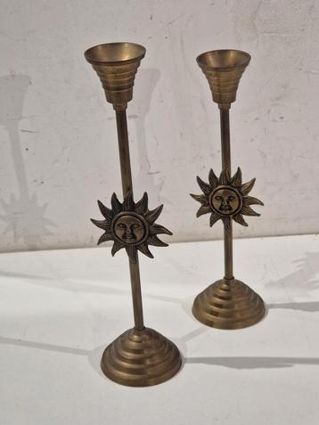 Hemelse altaarkaarshouder - Vintage koper zon kandelaar  beschikbaar voor biedingen