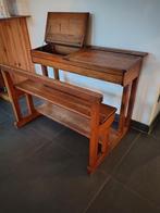 Houten schoolbank - VINTAGE, Ophalen, Gebruikt, Bureau