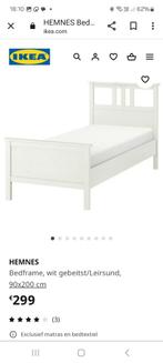 Hemnes éénpersoonsbed Ikea +lattenbodem, Huis en Inrichting, Slaapkamer | Bedden, Wit, Zo goed als nieuw, Ophalen