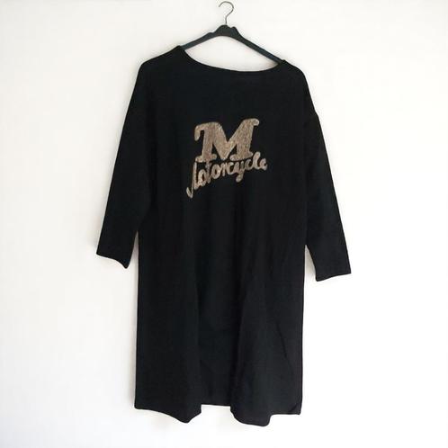 Sweat jurk motorcycle strass steentjes zwart XL/XXL, Kleding | Dames, Jurken, Nieuw, Maat 46/48 (XL) of groter, Zwart, Knielengte
