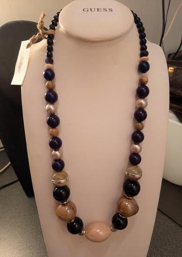 Te koop: Nieuw! Mooie bruin/beige halsketting met parels. beschikbaar voor biedingen