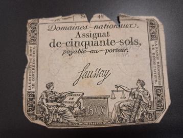 1793 France 50 sols billet série 40 disponible aux enchères