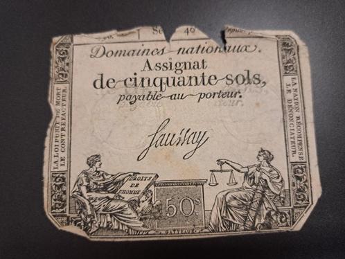 1793 France 50 sols billet série 40, Timbres & Monnaies, Billets de banque | Europe | Billets non-euro, Billets en vrac, France