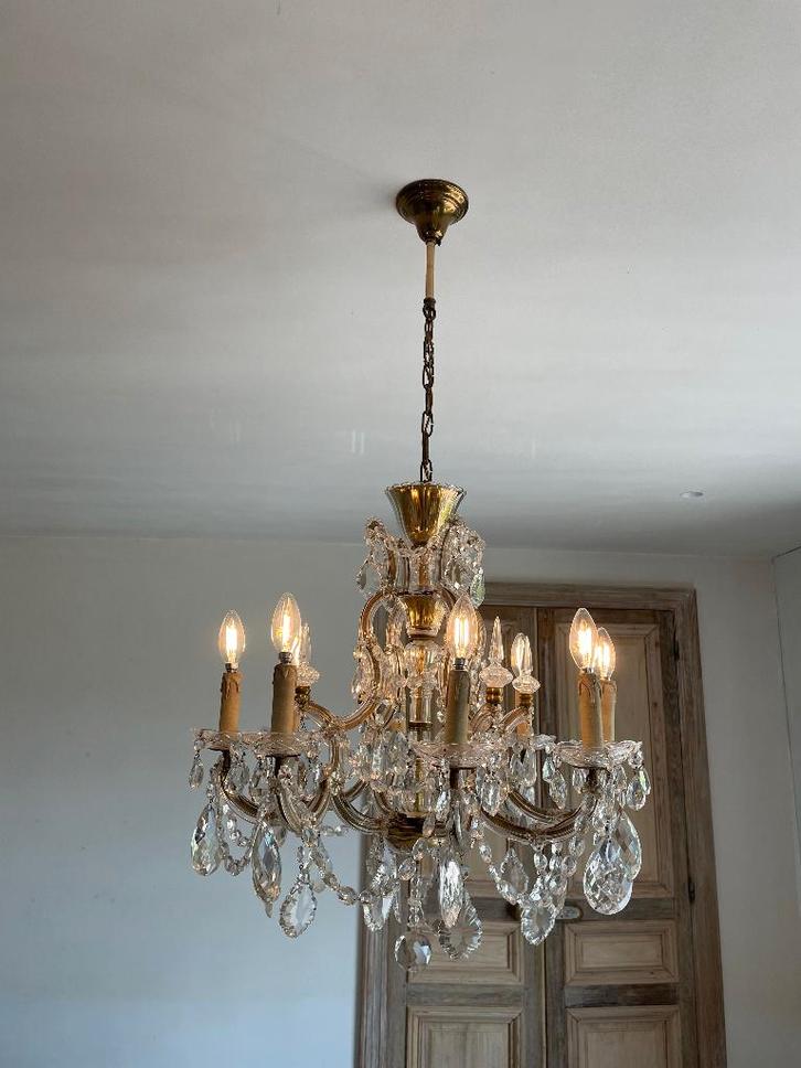 Kristallen kroonluchter, Huis en Inrichting, Lampen | Kroonluchters, Gebruikt, Ophalen