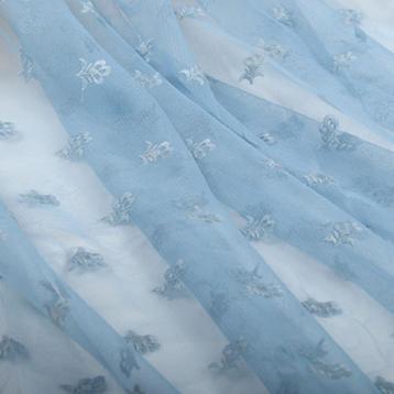 Promo! 6024) 150x100cm tule broderie lichtblauw bloemetje beschikbaar voor biedingen